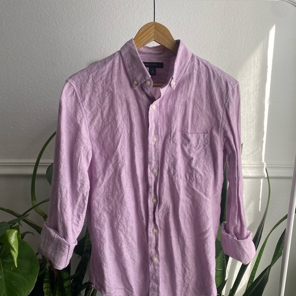 Banana Republic Lilac Purple Linen Blend Button Down Shirt - Picture 4 of 8